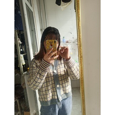 Hàng Sẵn_ Áo khoác len cardigan kẻ sọc  phong cách Hàn mẩu mới ulzzang