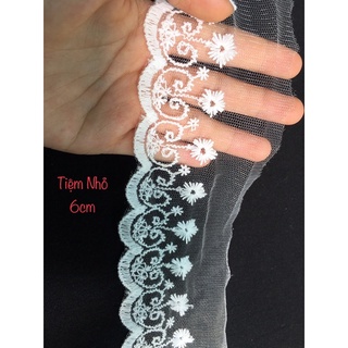 Ren lưới thêu hoa bản 6cm