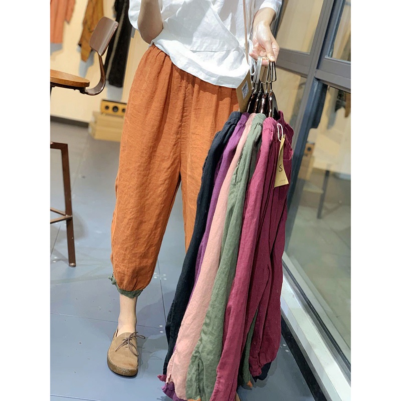 Bán Hạ Giá ~ Quầy Bar Với Thương Hiệu Lớn Cắt Nhãn Cà Vạt Vải Lanh Cotton Mỏng Đơn Giản Cho Nữ