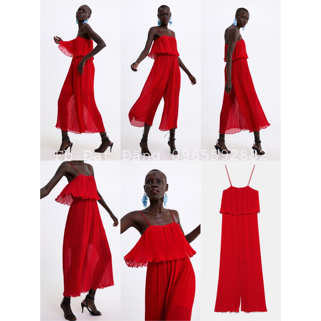Jumpsuit hai dây xếp li Zara size XS,S