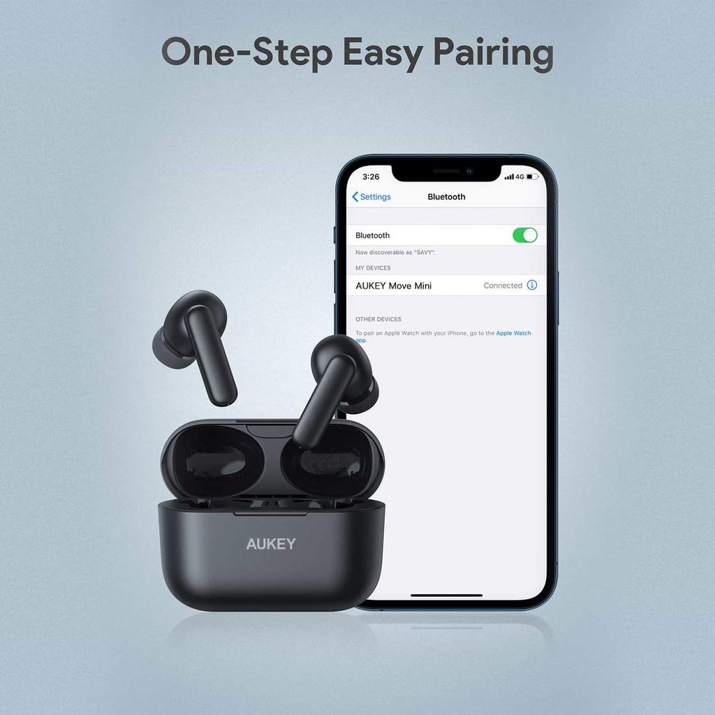 Tai Nghe True Wireless AUKEY EP-M1 Bluetooth 5.0 Pin Lên Tới 25H Cảm Ứng Chống Nước IPX5 Nghe Độc Lập 2 Tai