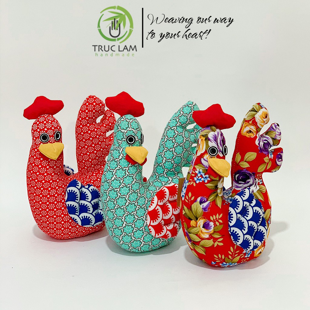 Đồ Chơi Cho Bé Thú Nhồi Bông Hình Con Gà Trống Vải Hoa Bông Gòn Cao Cấp Size Lớn – Trúc Lâm Handmade