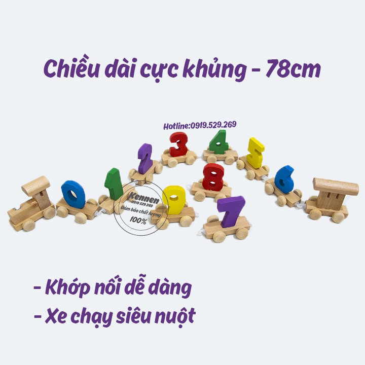 Đoàn tàu số - đồ chơi giáo dục gỗ an toàn (loại đẹp)