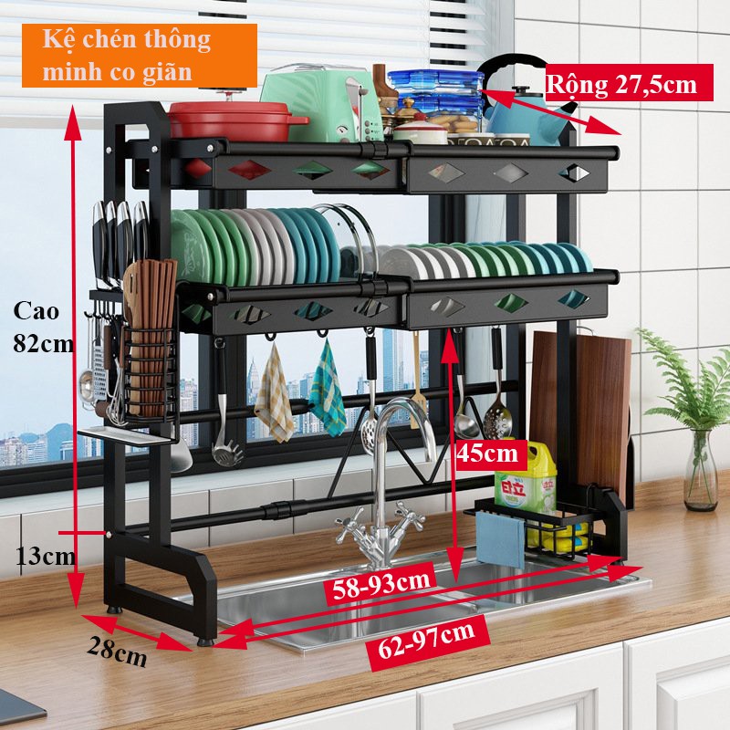 Kệ Chén, Kệ Để Bát Đũa Thông Minh Co Giãn Chắc Chắn Bền Đẹp