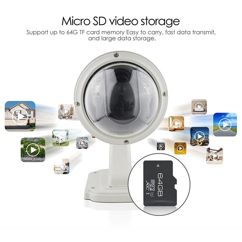 Camera ngoài trời chống nước VstarCam Zoom 4X Xoay 360 + thẻ 32G toshiba (Hàng nhà giầu)