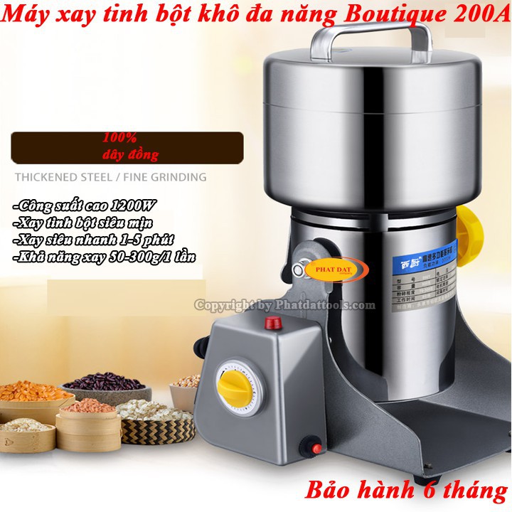 Máy xay bột khô đa năng 200A xay nghiền các loại hạt củ thảo quả thành tinh bột khô hàng inox 304