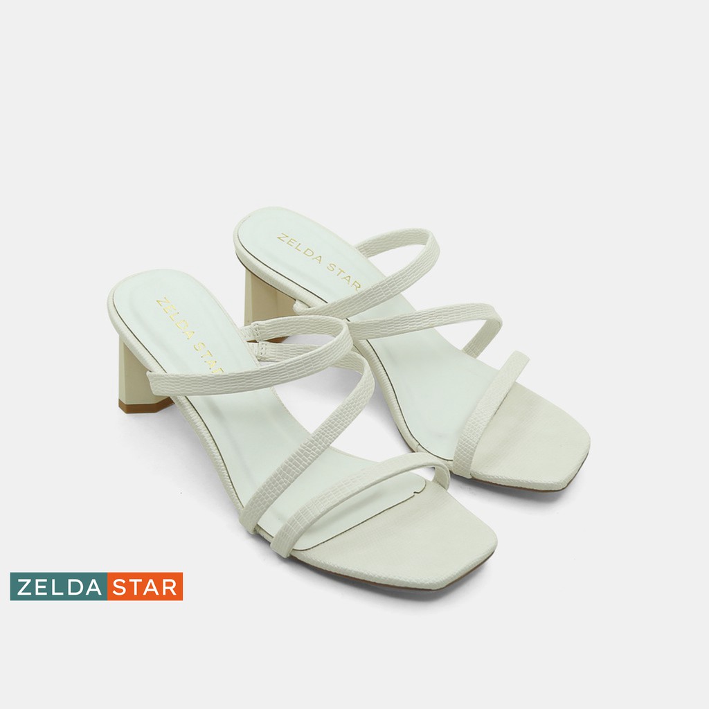Guốc mũi vuông Zelda Star gót cao 6cm phối quai chéo - GN0360121