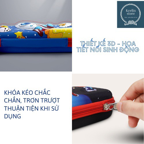 Hộp Bút 3d Bóp Viết Dễ Thương Hình Khủng Long Hoạt Hình Cho Bé Nhiều Ngăn Cỡ Lớn Keelin Store  kt 22*4*10cm