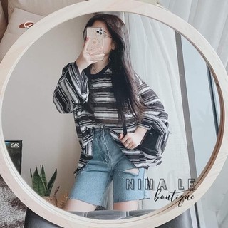 Áo len kẻ dáng rộng hot hit