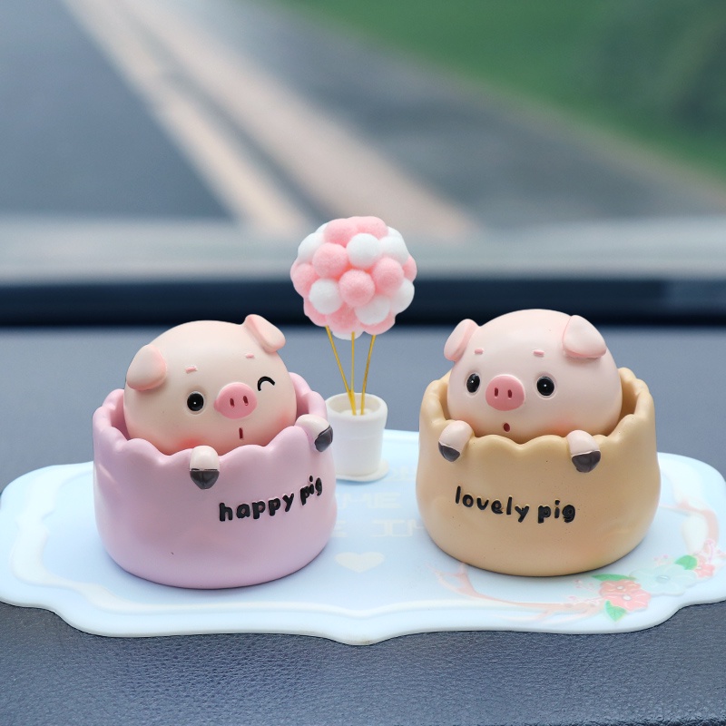 [Head Shaking!]Hoạt Hình Chú Heo Lắc Đầu Trang Trí Bảng Điều Khiển Xe Hơi