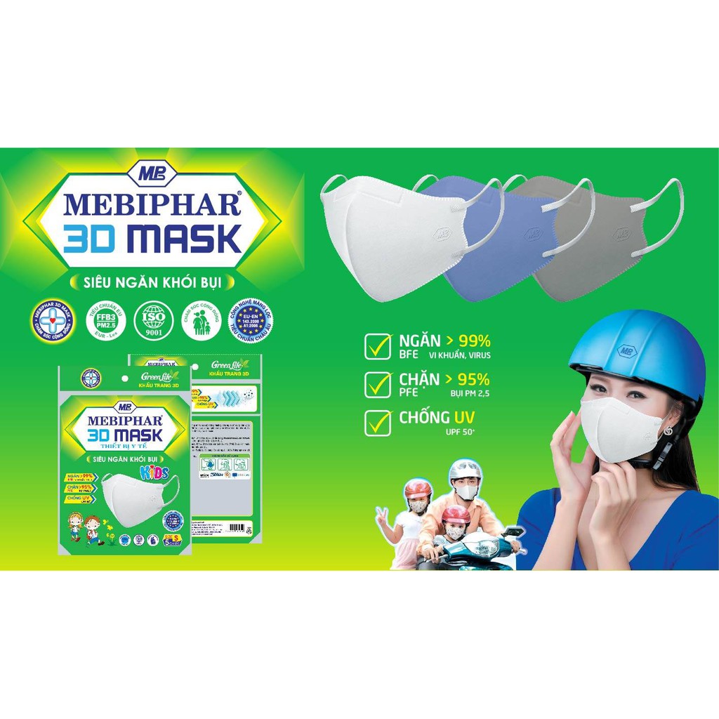 [SET 5 CAI]3d mask mebiphar khẩu trang Size M 1 gói 5 chiếc chống nắng chặn tia ngăn tới 99 khói bụi và vi khuẩn UV | BigBuy360 - bigbuy360.vn