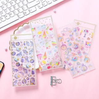 Sticker gấu trúc cute S3 sticker thuỷ tinh viền vàng cute dễ thương không thấm nước