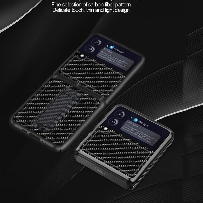 Ốp Điện Thoại Sợi Carbon Có Giá Đỡ Cho Samsung Galaxy Z Fold 3 Z Fold 2 Z Flip 3 Z Flip 5g