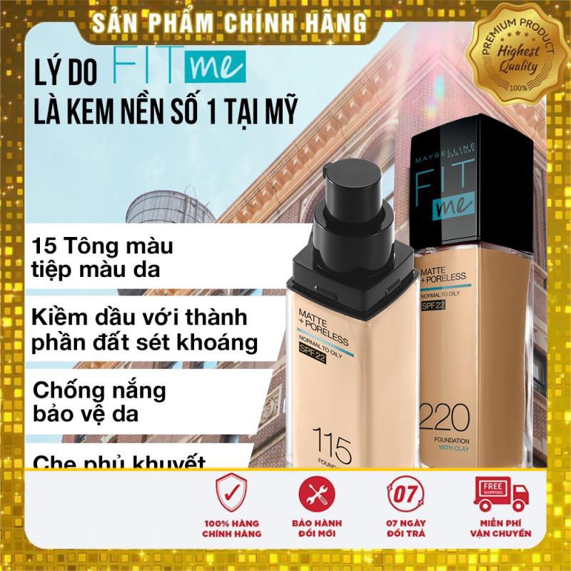 [CHÍNH HÃNG] Kem Nền Chống Nắng Fit Me Maybelline New York Matte SPF 22 30ml | BigBuy360 - bigbuy360.vn