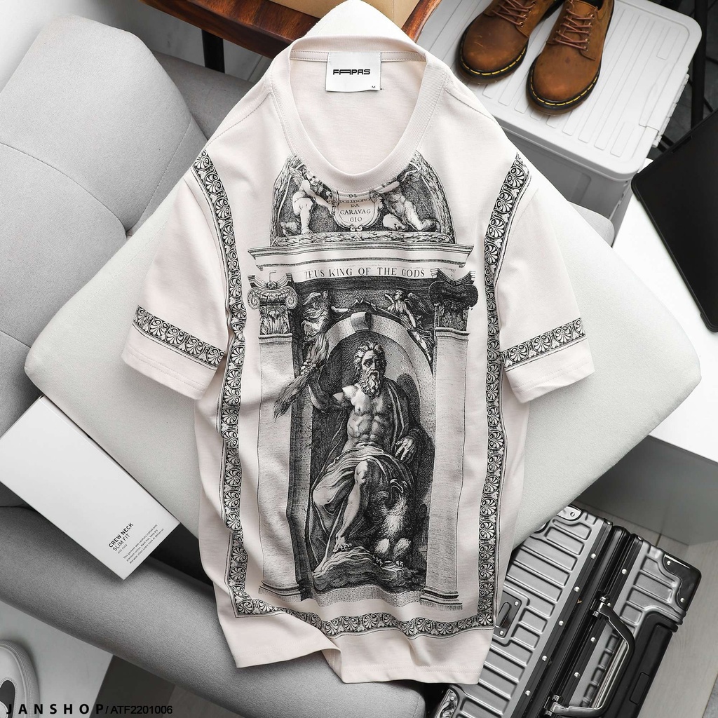 Áo Thun In Hình Vị Thần Hy Lạp Zeus Ấn Tượng Cùng Chất Vải Cotton Thoáng Mát