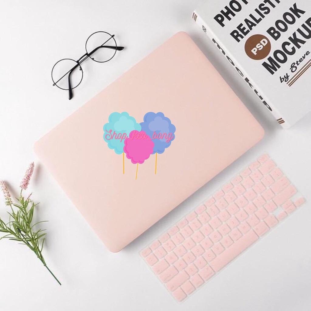 Combo Ốp Macbook Hồng Pastel Kèm Phủ Phím Quốc Tế (Tặng Nút Chống Bụi, Kẹp Chống Gẫy Sạc )