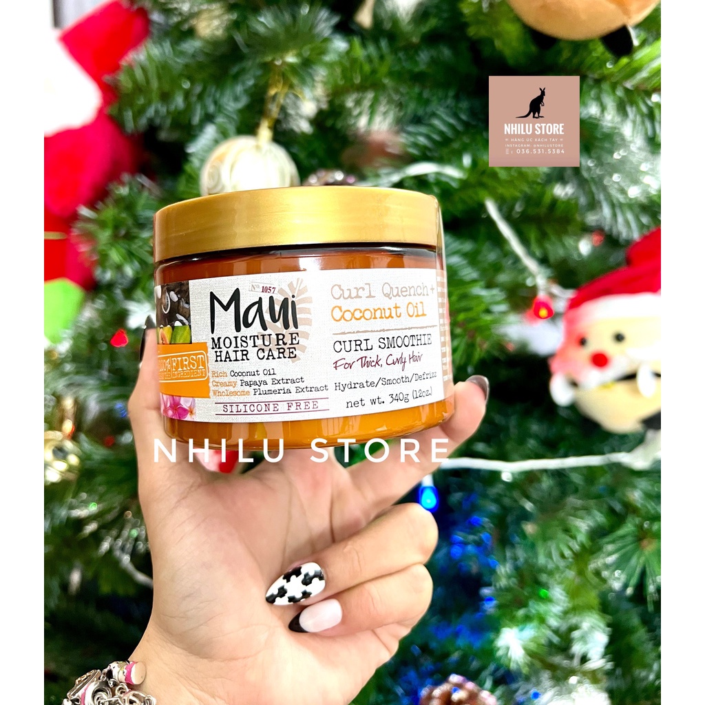 Kem giữ nếp và làm mềm mại cho tóc xoăn, tóc dày Maui Moisture Curl Quench + Coconut Oil