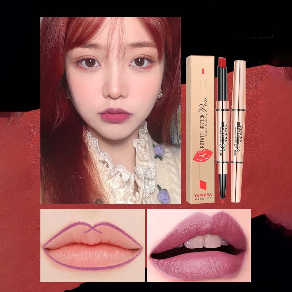 Bút Kẻ Viền Môi Hai Đầu Màu Lì Chống Thấm Nước Đa Năng 1.7g