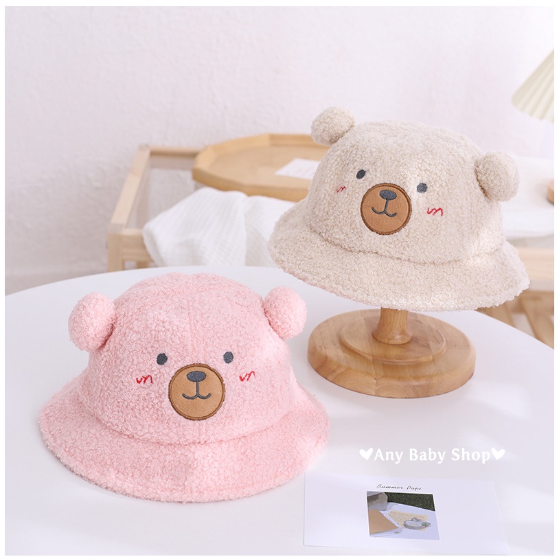 Mũ nón Bucket lông rộng vành thời trang cho bé trai và bé gái hình gấu nhiều màu siêu cute    ❣❣