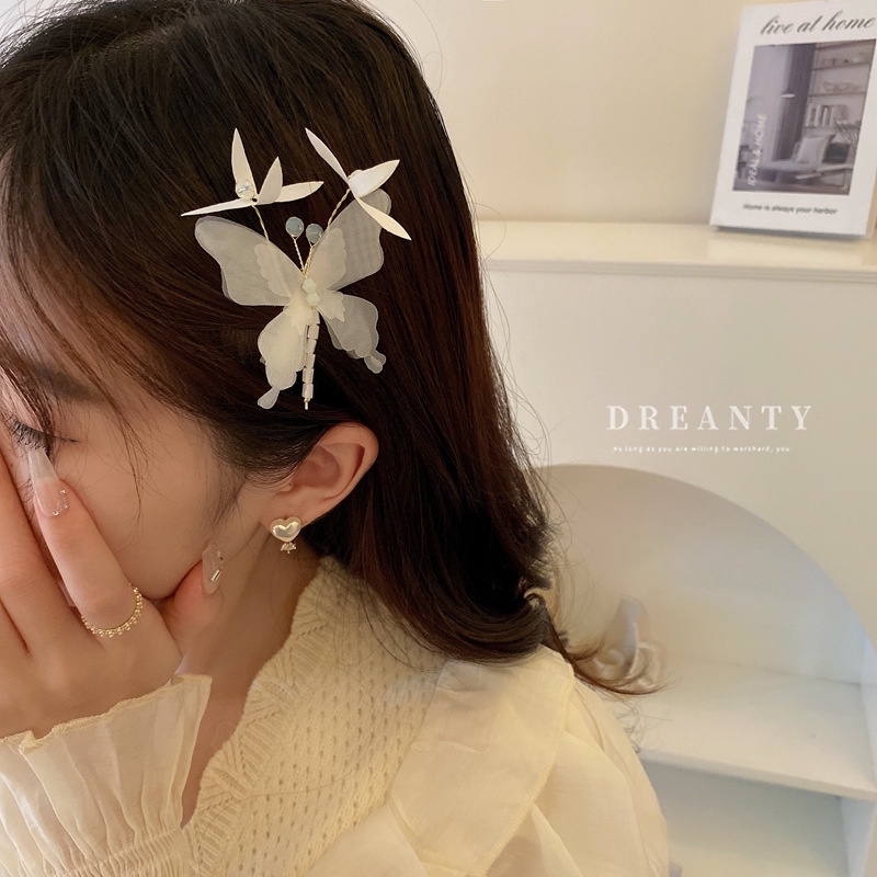 Bộ 2 Kẹp Tóc Hình Hoa / Bướm Đính Pha Lê Độc Đáo Thời Trang Cho Nữ