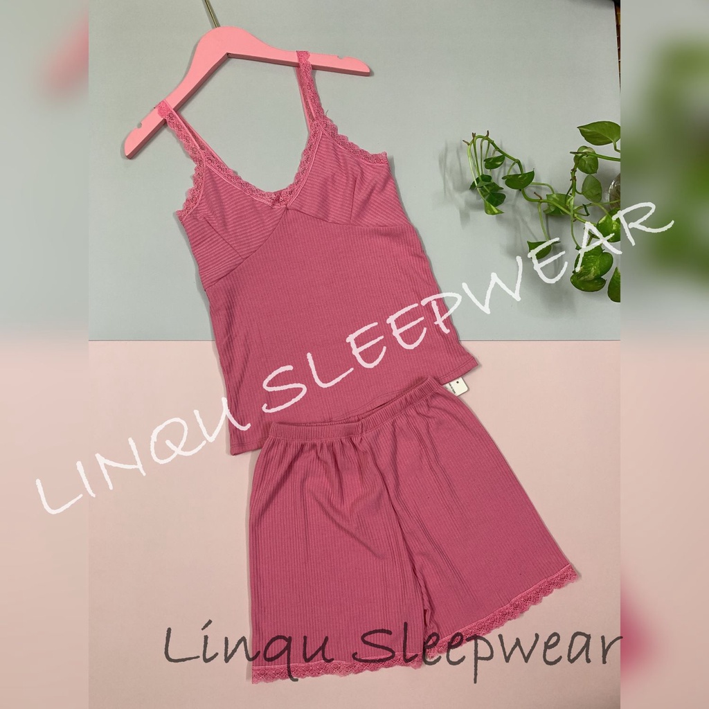 Đồ ngủ sexy đồ ngủ 2 dây siêu gợi cảm Linqu Sleepwear chất thun tăm mềm mịn Freesize
