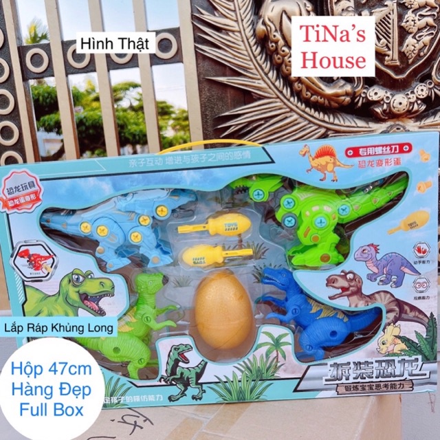 Bộ đồ chơi khủng long lắp ráp kèm nhiều phụ kiện cao cấp cho bé - TiNa’s House