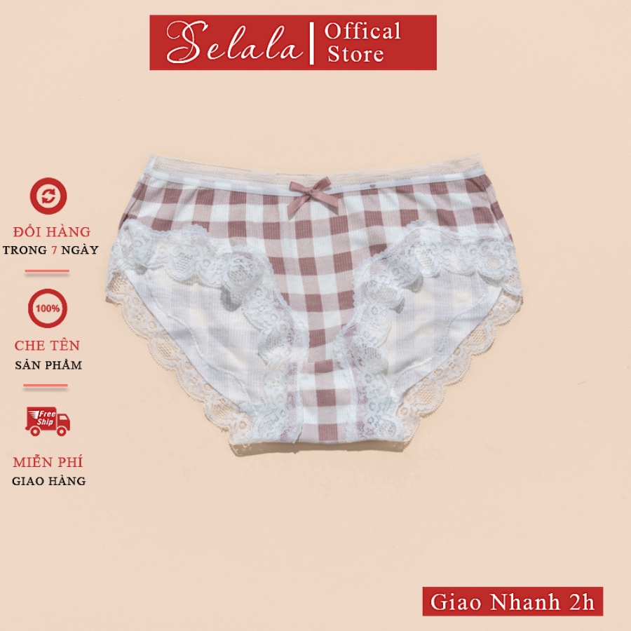 Quần Lót Nữ Selala Caro Viền Ren Sexy Thoáng Mát Thấm Hút Tốt Không Gây Hằn QC17