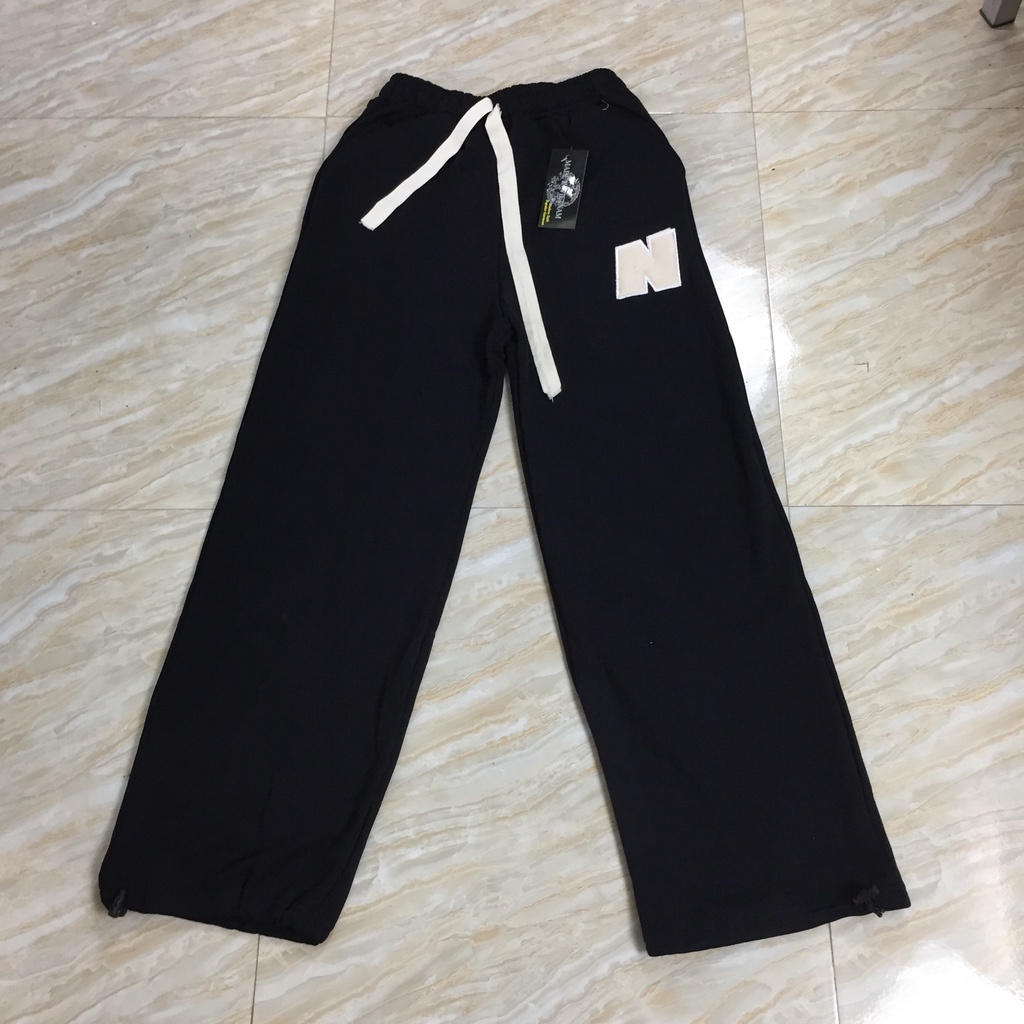 Quần Ống rộng suông nữ Chất nỉ T268 Phối Dây Rút Trendy Ullzang Unisex Nam Nữ