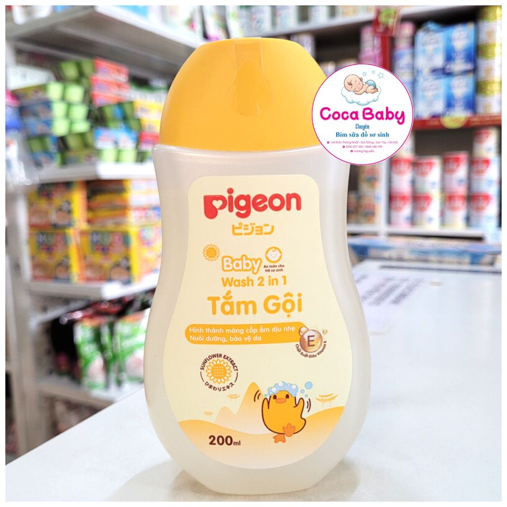 Sữa tắm gội dịu nhẹ Pigeon 200ml 2in1 Hoa hướng dương / Jojoba / Hoa anh đào Sakura⚡FREESHIP⚡