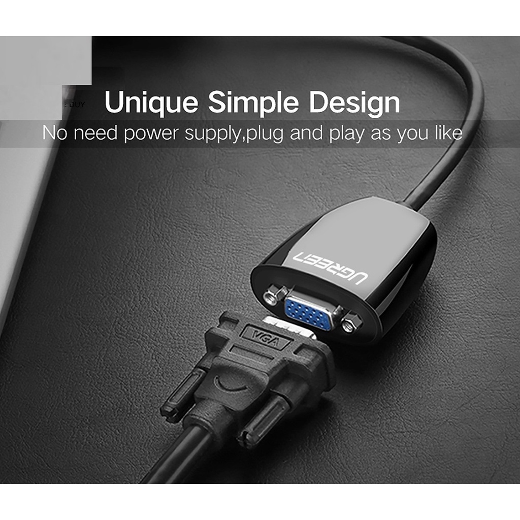 Bộ chuyển đổi HDMI sang VGA độ phân giải 1920*1080@60Hz UGREEN 40253 - Hàng chính hãng BH 18 tháng