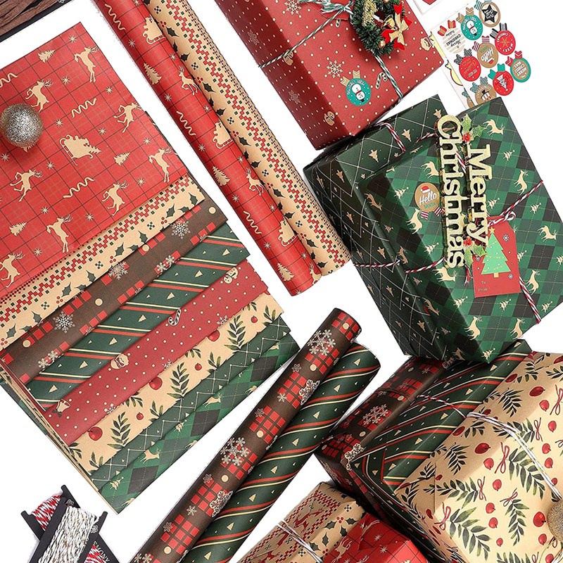Set 8 Tờ Giấy Gói Quà / Sinh Nhật / Tiệc Giáng Sinh Xinh Xắn