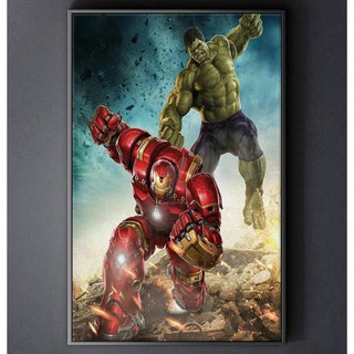 Tranh canvas siêu anh hùng marvel treo tường in theo yêu cầu - hulk vs hulkbuster
