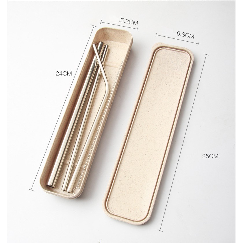 Set 3 Ống Hút Dài Inox 304 Đủ Size Kèm Chổi Cọ Rửa Và HỘP CAO CẤP