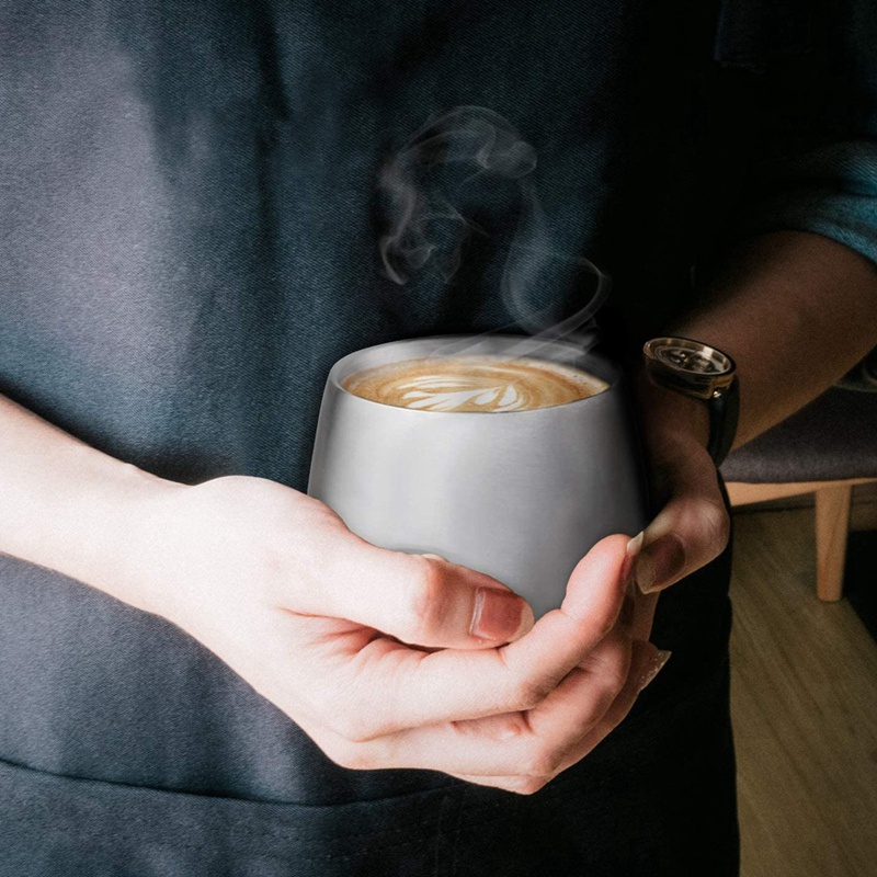 Ly cà phê Espresso bằng thép không gỉ 2 cái , 150Ml Tường đôi cách nhiệt Cốc nhỏ không thể phá vỡ cho bữa tiệc dã ngoại ngoài trời