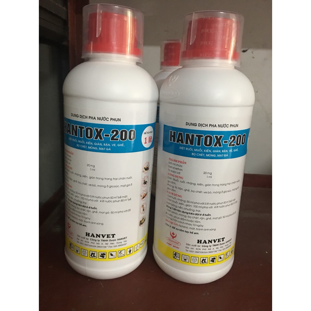 HANTOX-200 diệt ruồi, muỗi, kiến, gián, ve, ghẻ ở chó mèo, mạt gà
