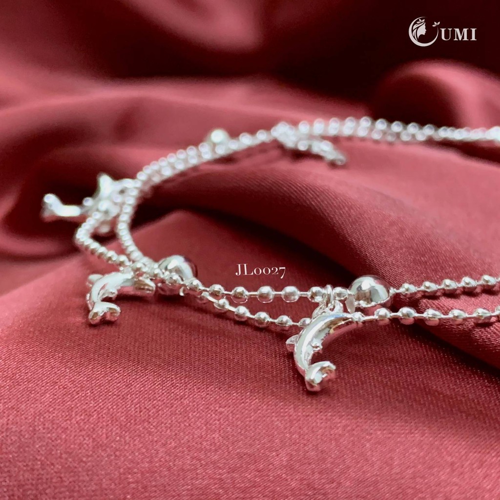 Lắc Chân Nữ Bạc 925 Thiết Kế Hình Cá Heo Phong Cách Hàn Quốc UMI JL027