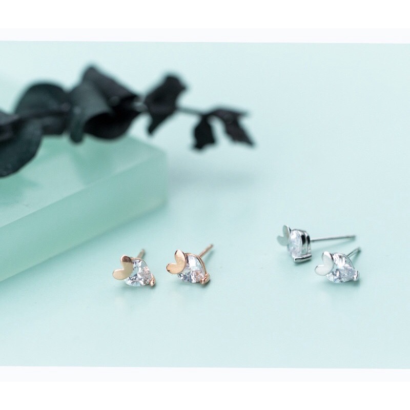 Bông Tai Nữ Bạc 925 Cao Cấp ERASHOP 073666 - Trái Tim Đá Đơn Giản, Nhỏ Gọn, Phù Hợp Đeo Hằng Ngày, Siêu Rẻ Đẹp