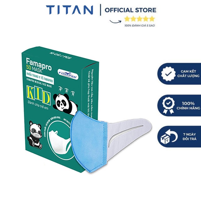 [5D KIDS QUAI VẢI CHO BÉ TỪ 2-4 TUỔI] Khẩu trang trẻ em kháng khuẩn 3 lớp Famapro ( 10 cái/hộp)