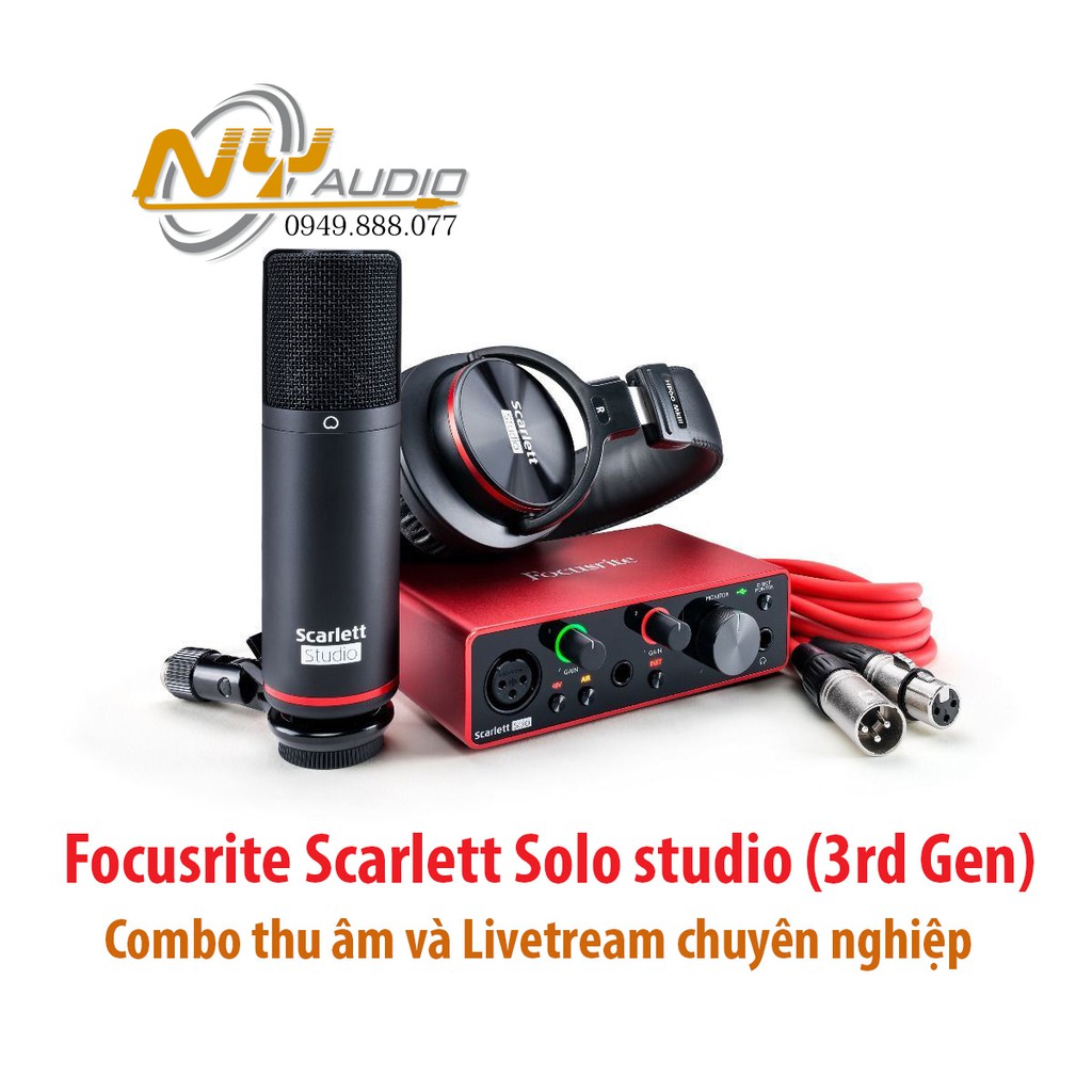 Focusrite Scarlett Combo Solo Studio (3rd Gen) sound card thu âm studio và livetream chuyên nghiệp