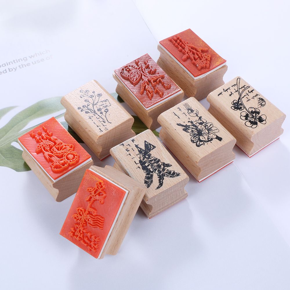 Con Dấu Bằng Gỗ Cao Su In Họa Tiết Chữ Phong Cách Cổ Điển Dùng Trang Trí Sổ Tay/ Nhật Ký DIY