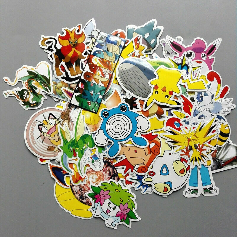 Bộ 60 miếng sticker hình hoạt hình Pokemon Go dán laptop , va li