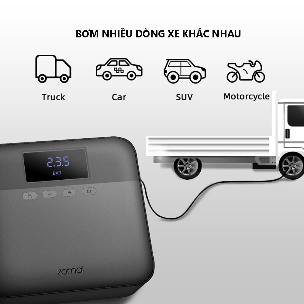 Máy bơm lốp xe ô tô mini tự động Xiaomi 70mai Midrive TP03 - Bảo hành 6 tháng - Shop Điện Máy Center