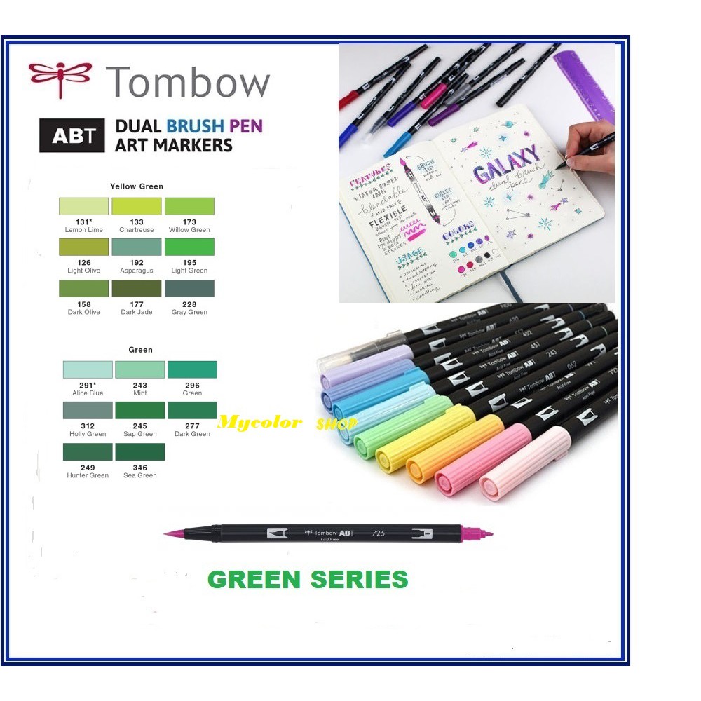 BÚT VIẾT CALLIGRAPHY CAO CẤP TOMBOW AB-T DUAL BRUSH PEN ( GREEN SERIES)