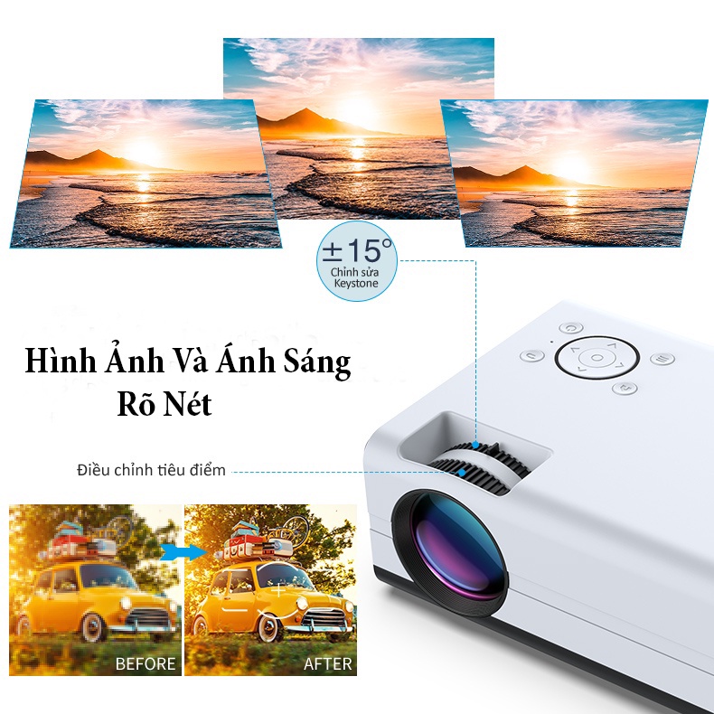 Máy Chiếu FULL HD, Máy Chiếu Mini T01-A Hệ Điều Hành Android, Kết Nối Điện Thoại, Nelfix, youtube,...