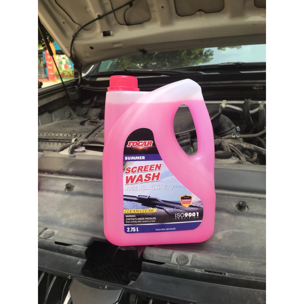 COMBO 2 Can Nước Rửa Kính, Vệ Sinh Kính [ FOCAR Screen Wash 2,75L(Xanh)+ FOCAR Summer Screen Wash(Hồng) 2,75L ]