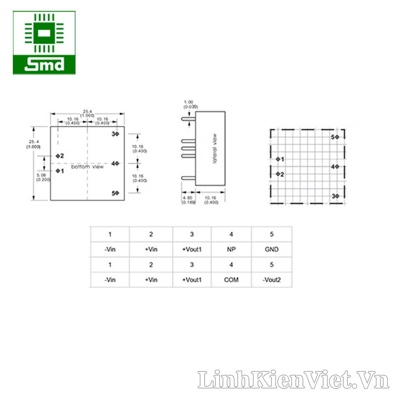 Module nguồn cách ly WRB0505YMD-6WR2 6W DC-DC (5V-5V)