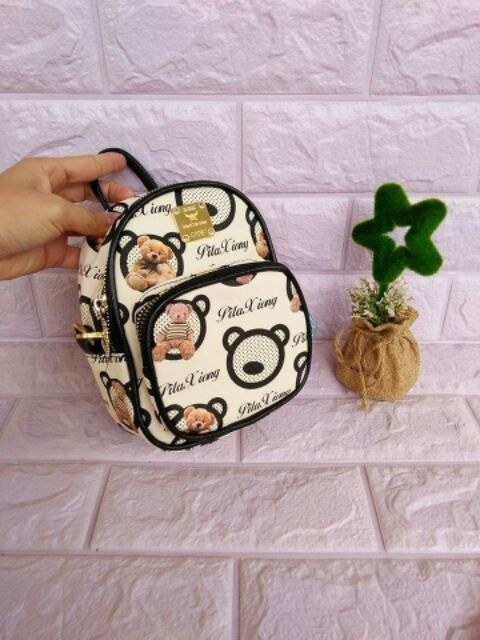 Ba lô kiêm túi chéo mini nữ đi chơi, đi học hình gấu trắng thời trang nữ hot mùa hè 2020
