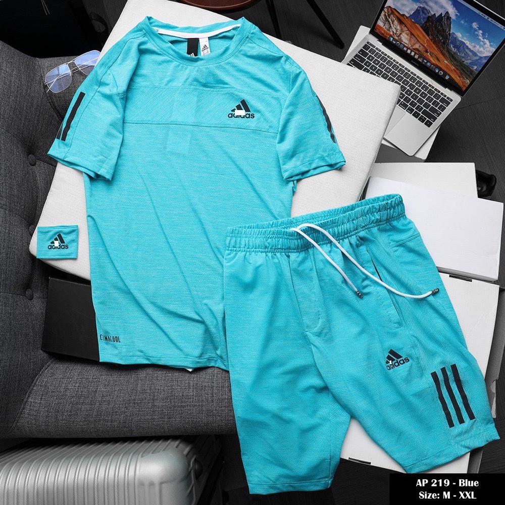 Bộ thể thao nam adidas cao cấp mùa hè cộc tay chất thun lạnh mã p219