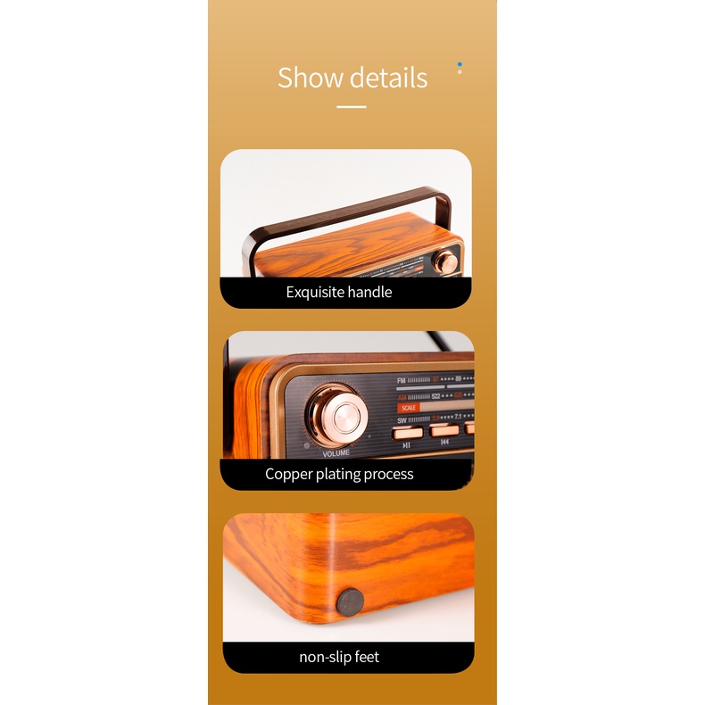 Radio FM Ba Băng Tần Thiết Kế Cổ Điển Cổng USB Thẻ Nhớ / Audio Thiết Kế Mới