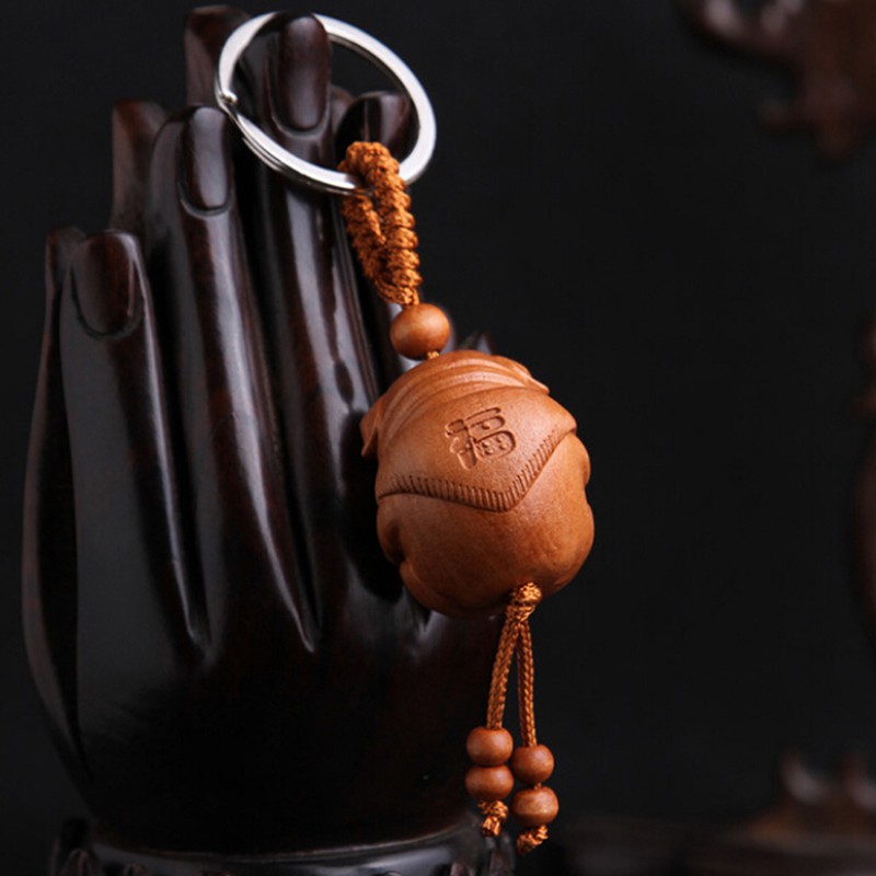 ❀❀ Móc Khóa Mặt Gỗ Khắc Hình Heo Con Xinh Xắn